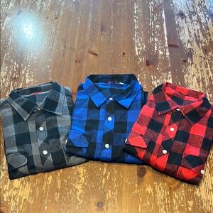 Plaid Flannel Men's Shirts - Black, Blue, Red